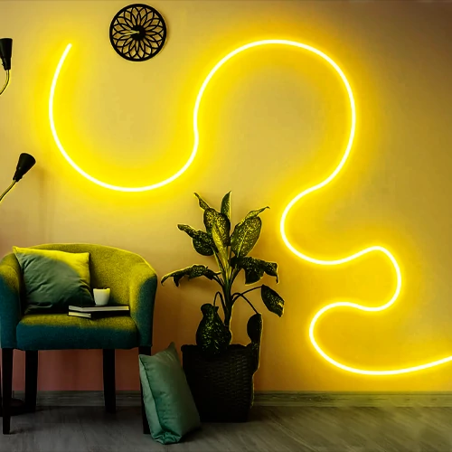 LED Neona lente 12V, dzeltena, IP67, 5m, 6x12mm, NEON FLEX