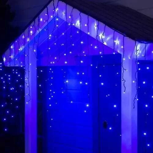 Ziemassvētku virtene - lāstekas fasādēm un telpām, zila, 16m, 25.5W, IP44, 500 LED