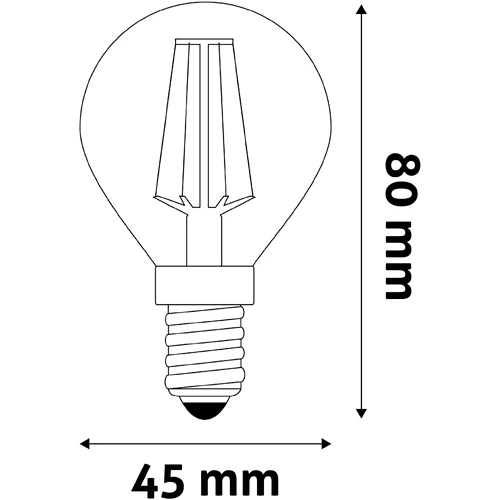 LED spuldze E14, G45, 6.5W, 806lm, 2700K, filament
