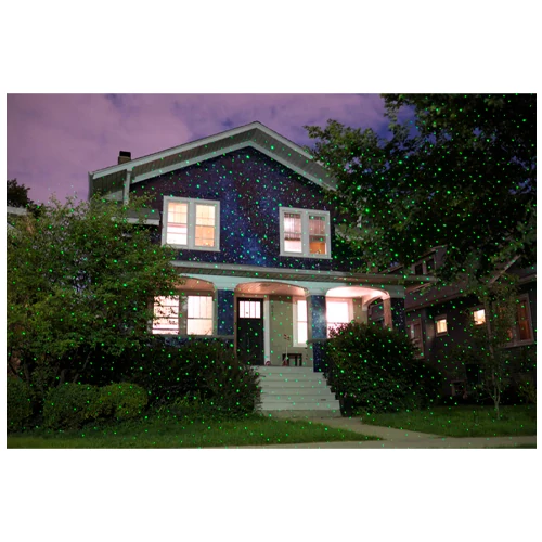 Ūdensizturīgs lāzerprojektors dārzam un mājai - sarkana un zaļa lazera projekcija