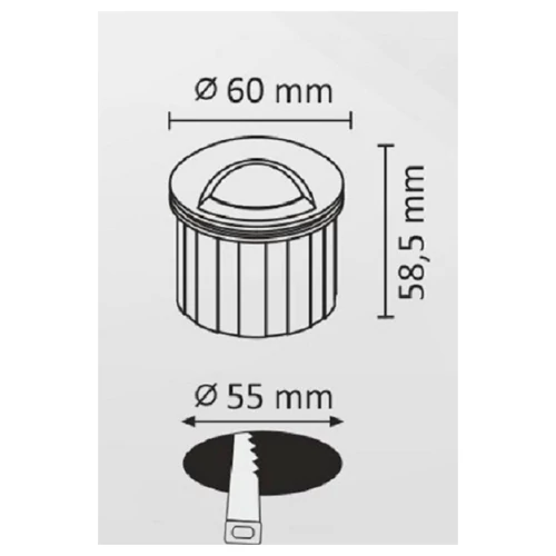 LED built-in light for stairs and walls 3W 20lm IP44 gray