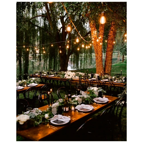 LED āra dārza 5m virtene dārzam un terasēm E27 spuldzēm