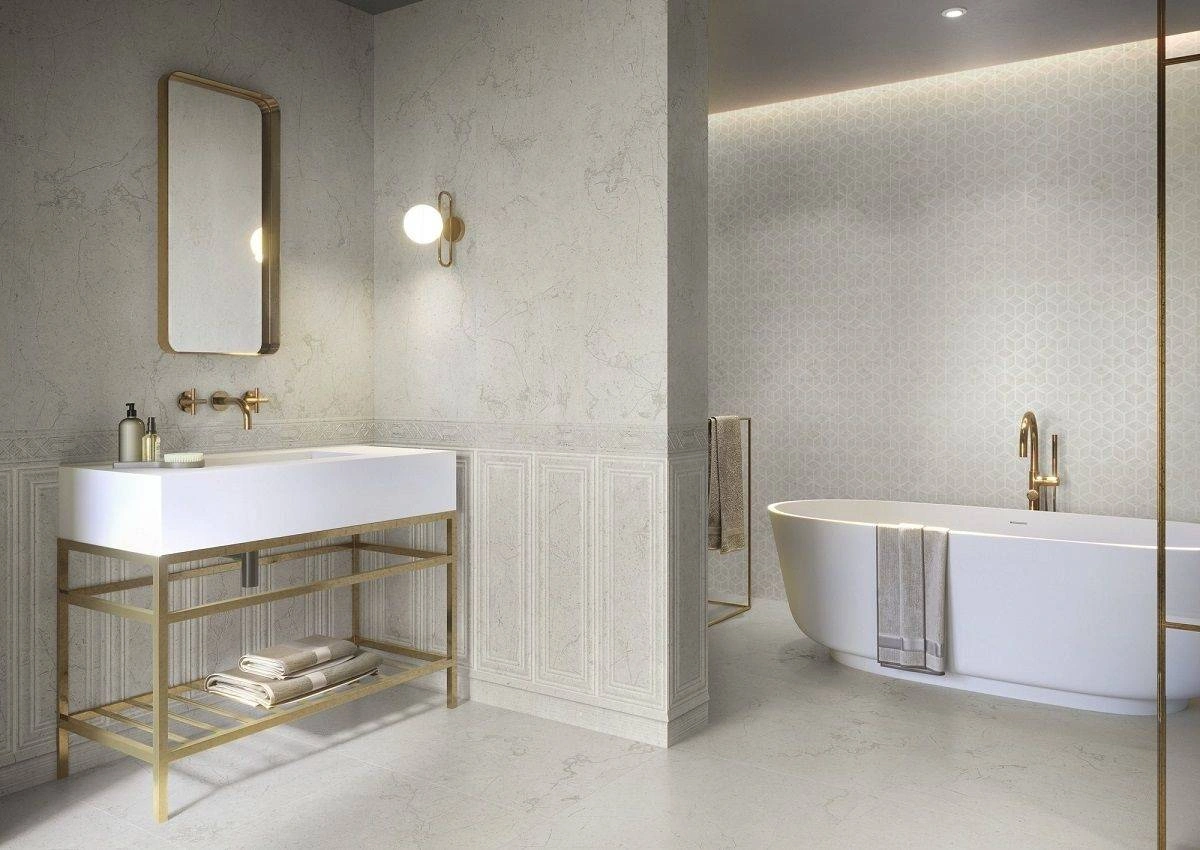 Матовая настенная плитка BOISERIE LIMESTONE CREAM, 25x75 cm, APE
