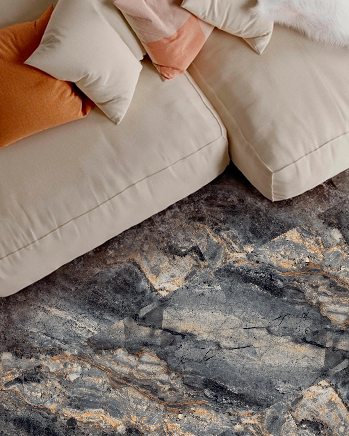 Glossy tiles SANTORINI BLUE MARBLE, 60x120 cm, AM