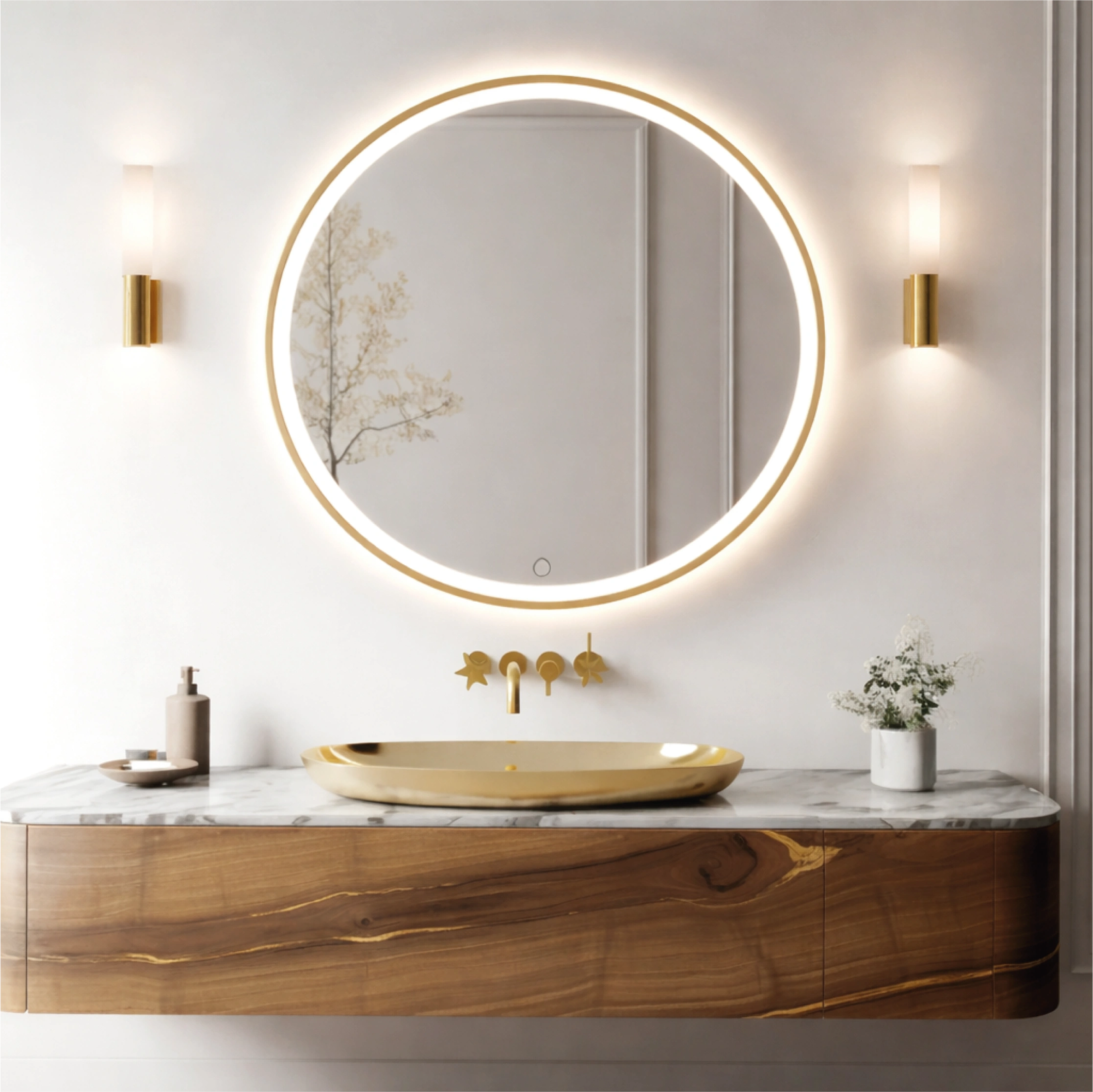 Mirror with LED lighting Ø 80 cm, 36W, 3CCT