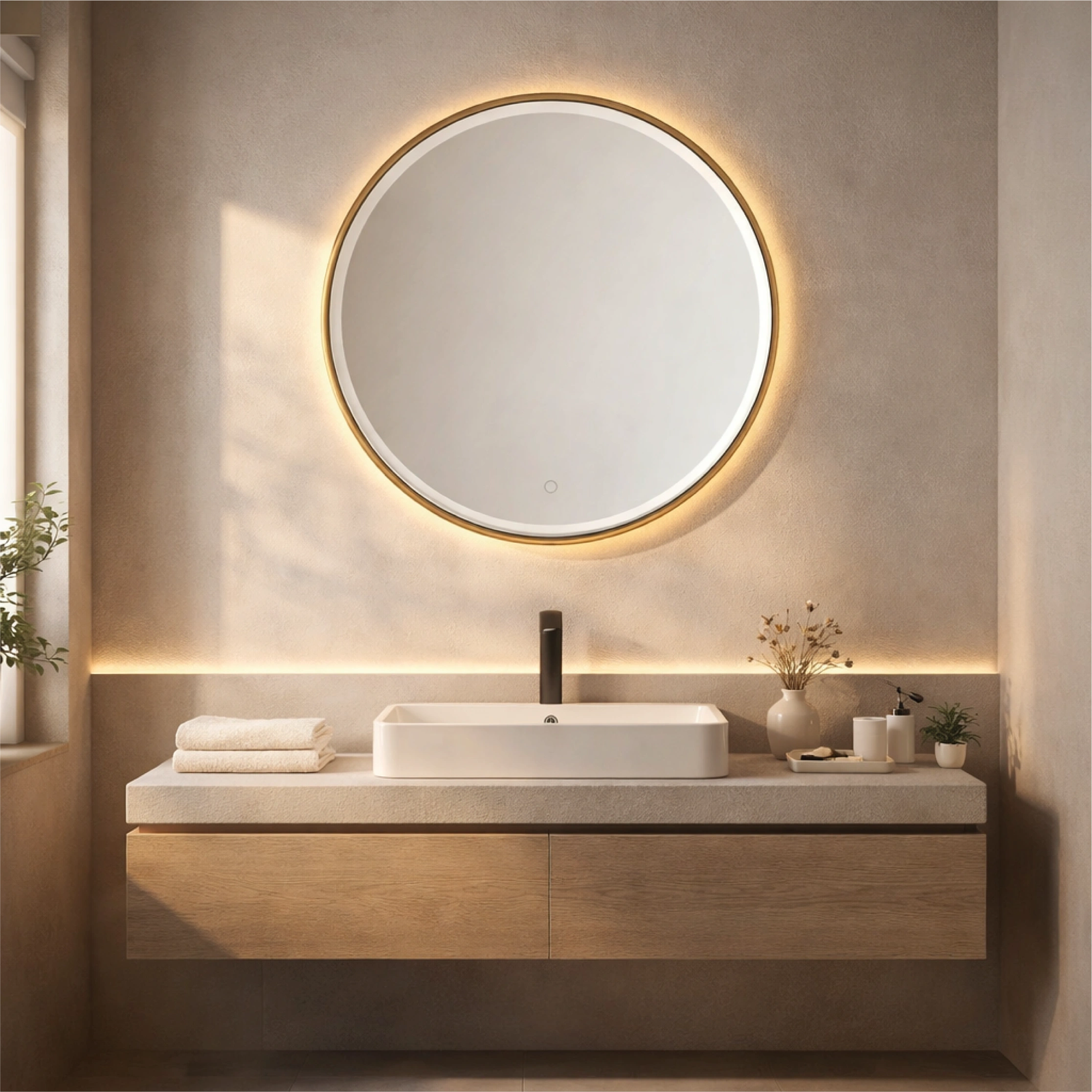 Mirror with LED lighting Ø 80 cm, 36W, 3CCT