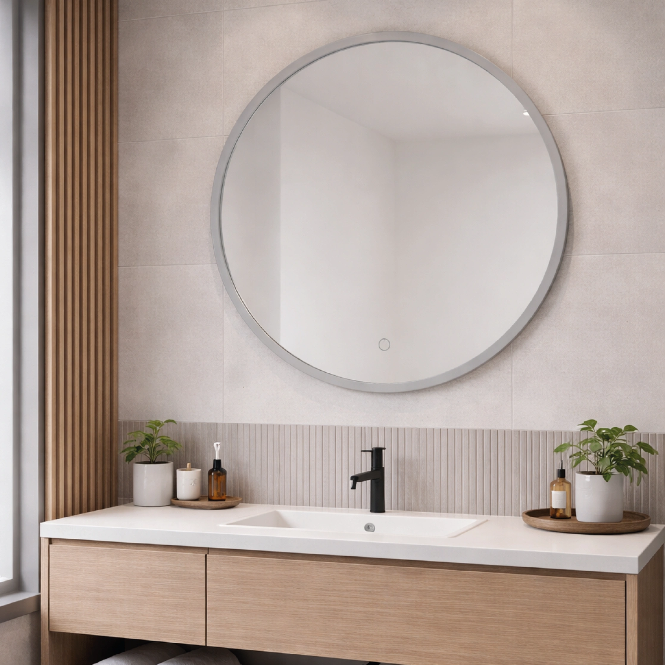Mirror with LED lighting Ø 80 cm, 36W, 3CCT